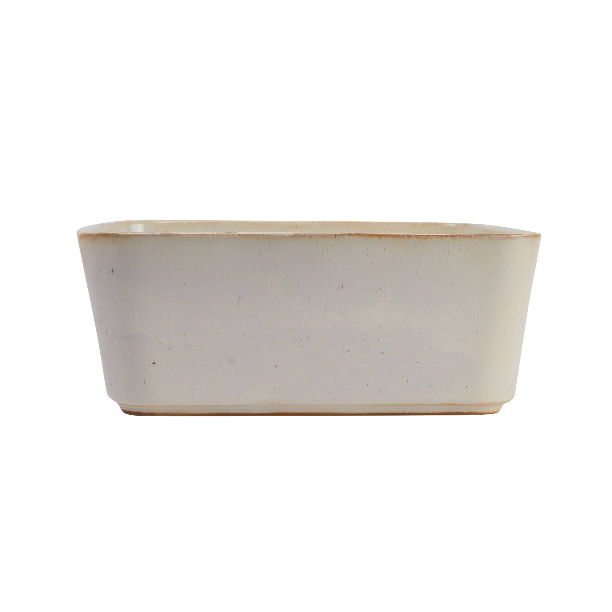 Hello Honey® 12" Ivory Reactive Glaze Rectangular Stoneware Planter